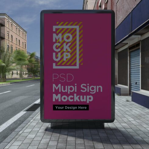 Mupi sign mockup template cover image.