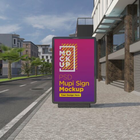 Mupi sign mockup template cover image.