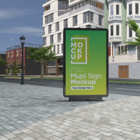 Mupi sign mockup template cover image.