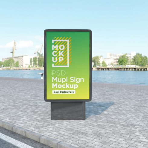 Mupi sign mockup template cover image.