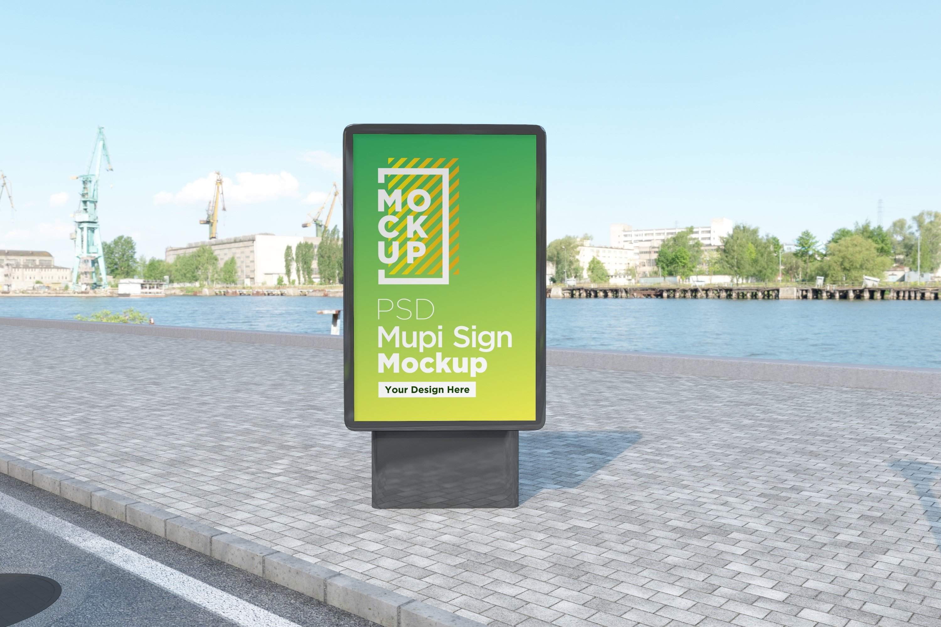 Mupi sign mockup template cover image.