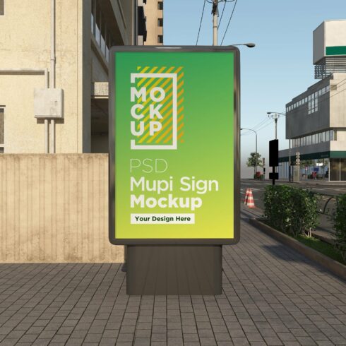 Mupi sign mockup template cover image.