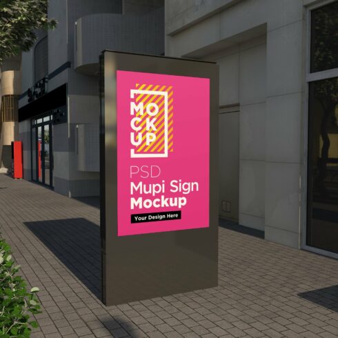 Mupi sign mockup template cover image.