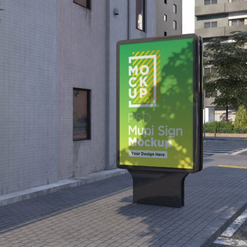 Mupi sign mockup template cover image.