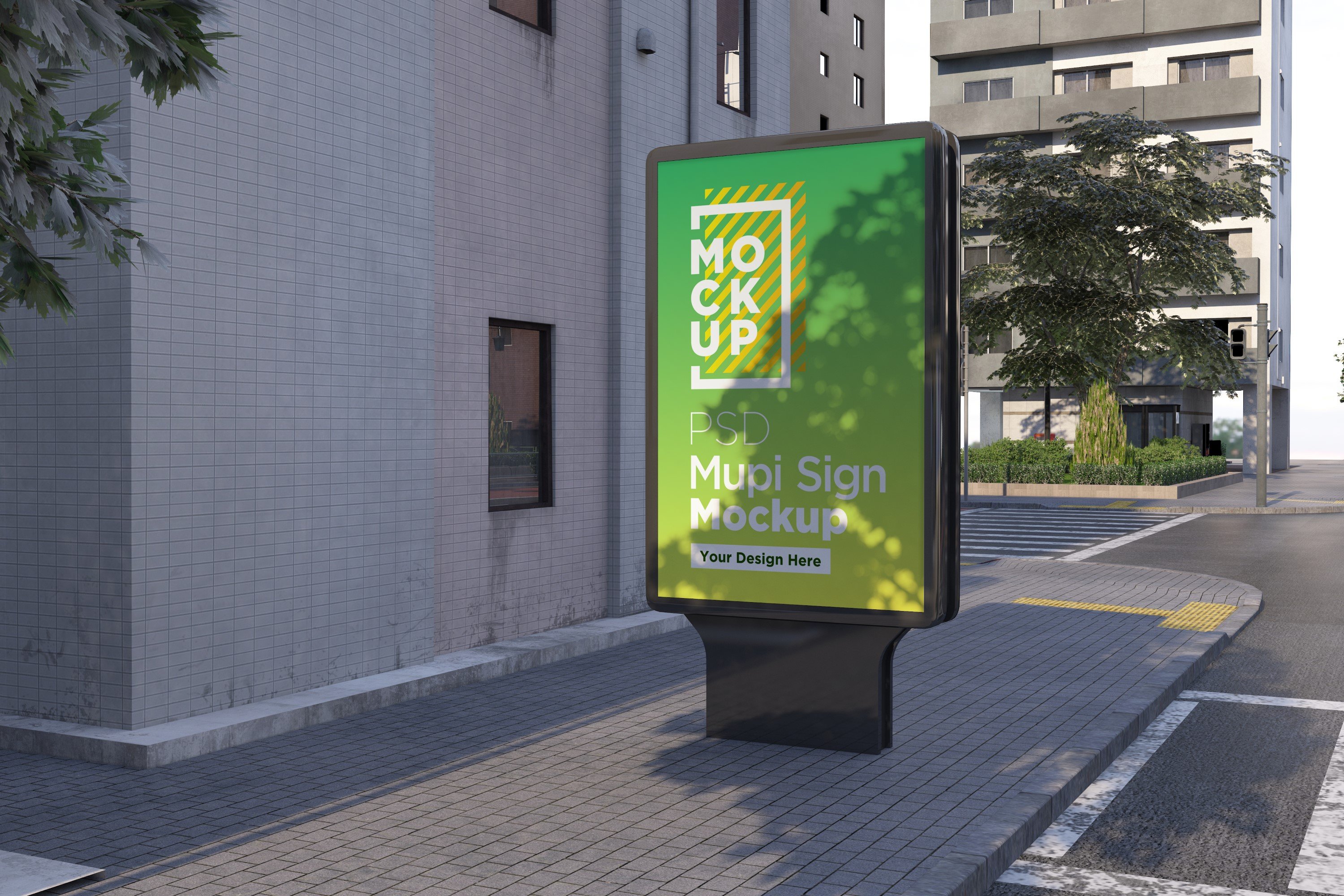 Mupi sign mockup template cover image.