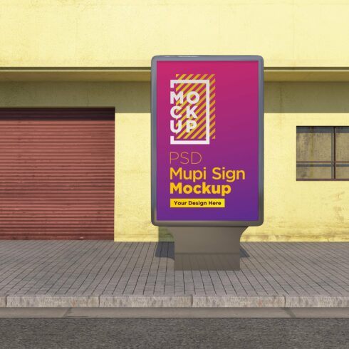 Mupi sign mockup template cover image.