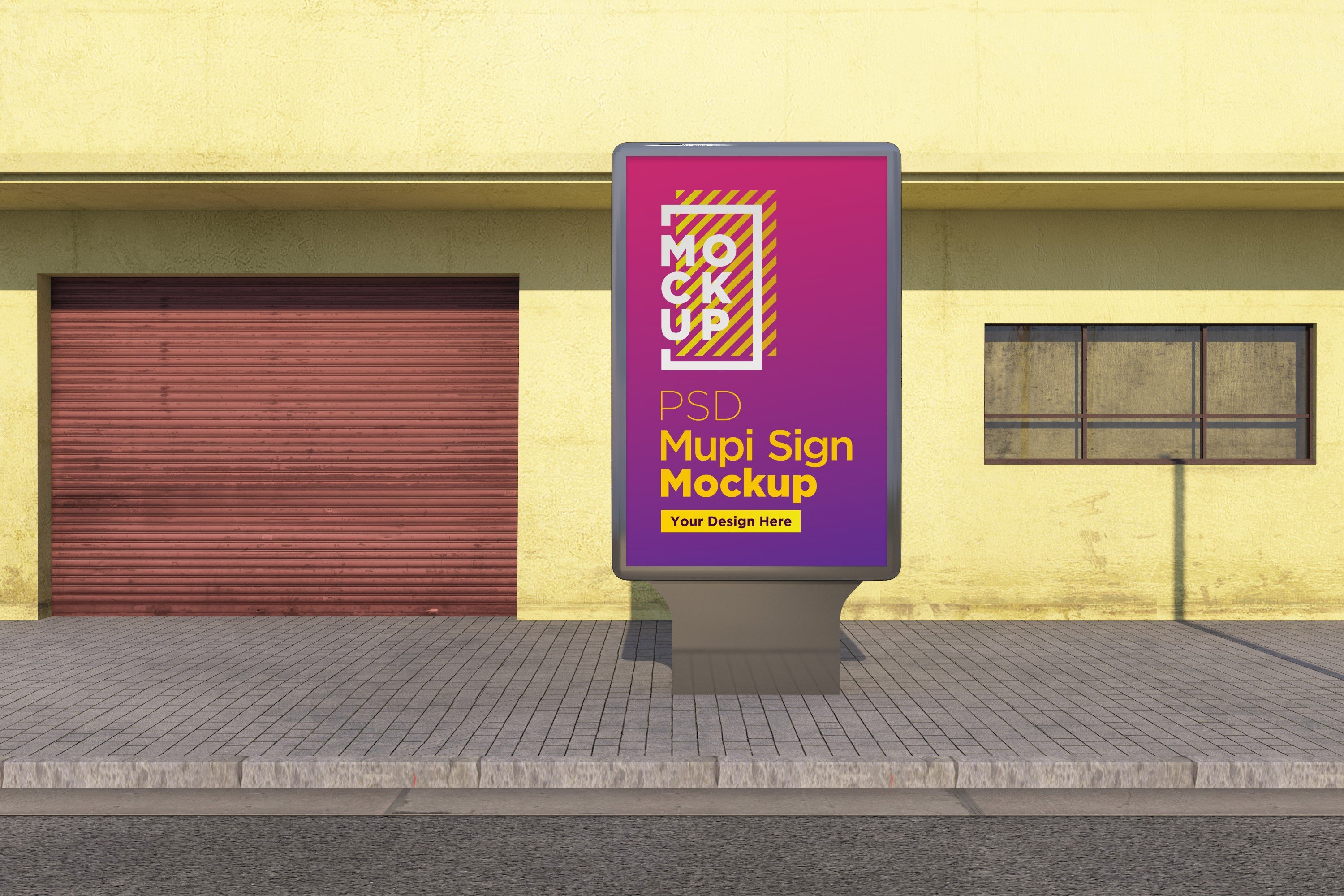 Mupi sign mockup template cover image.