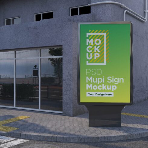 Mupi sign mockup template cover image.