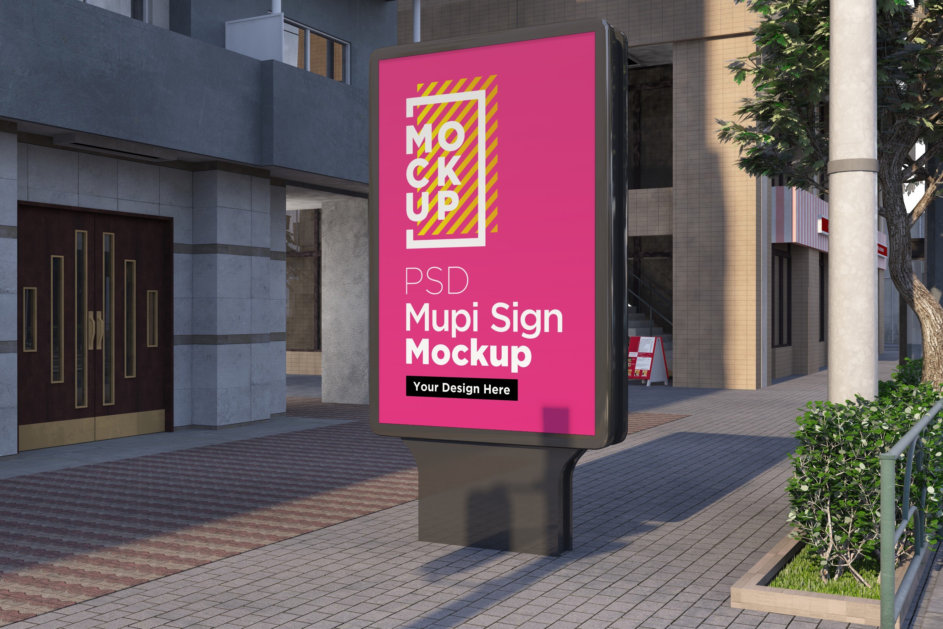 Mupi sign mockup template cover image.