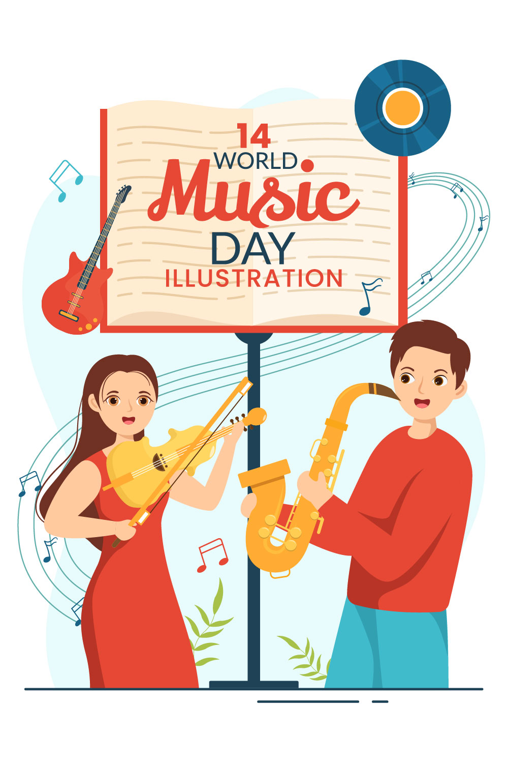 14 World Music Day Illustration pinterest preview image.