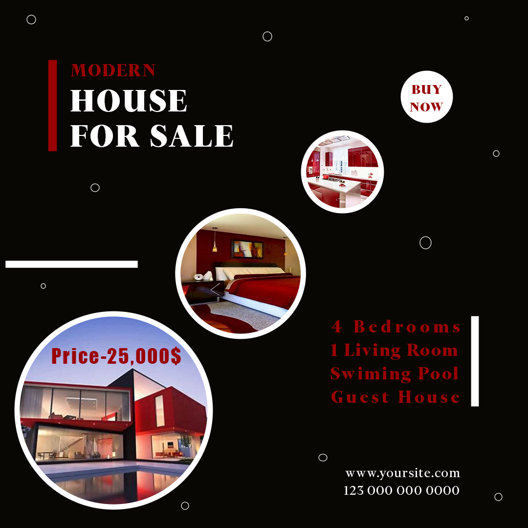 Flyer for a modern house for sale.