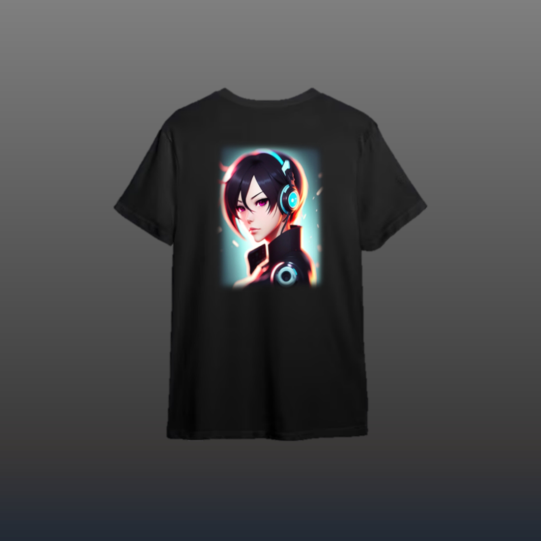 Animated gamer character T-shirt Design preview image.