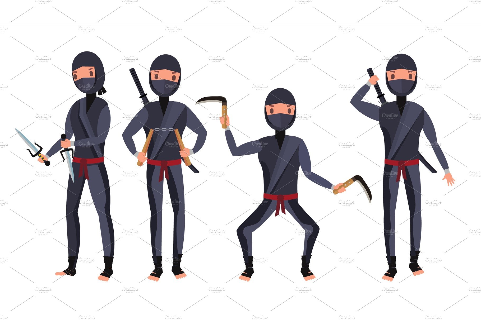 Ninja Set Vector. Samurai Characters cover image.