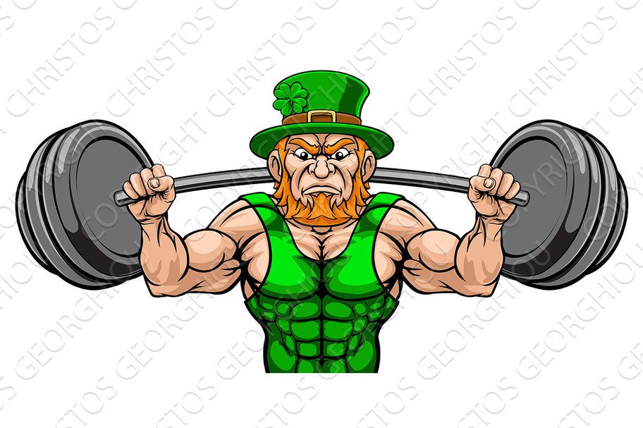 Leprechaun Mascot Weightlifter cover image.