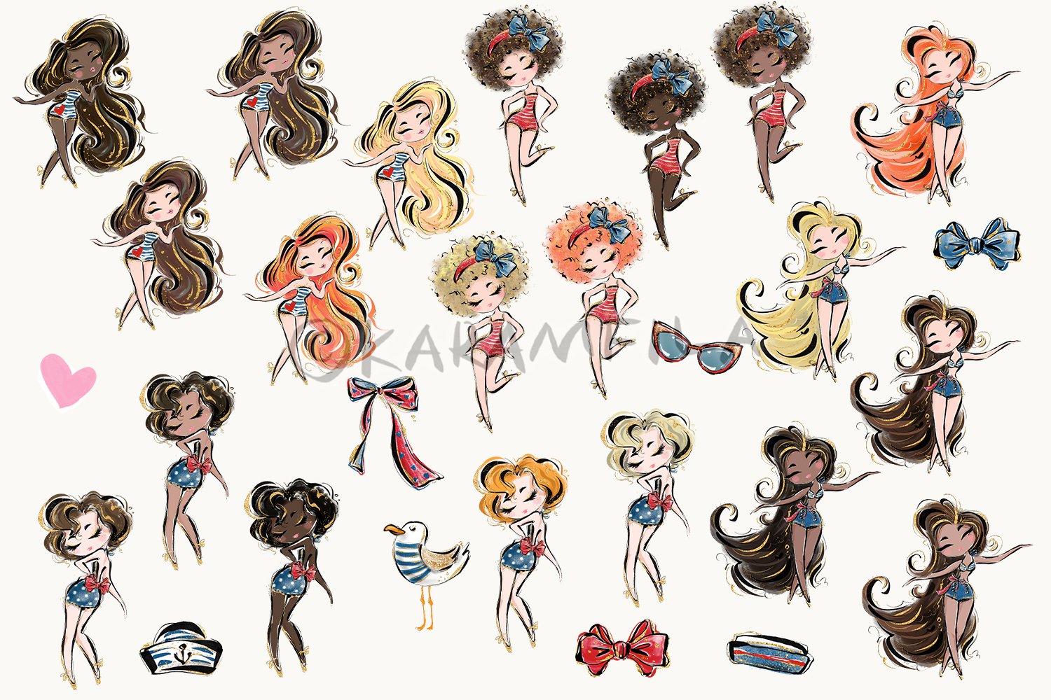 nautical beach pinup girls clipart 2 535