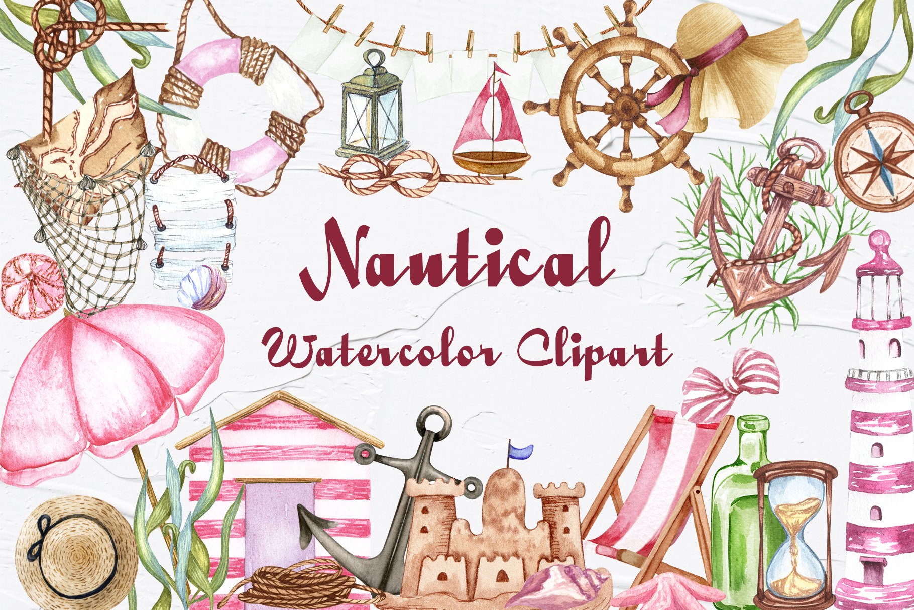Nautical Watercolor Clipart cover image.
