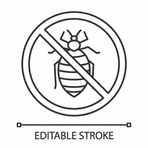 Stop bed bug sign linear icon cover image.