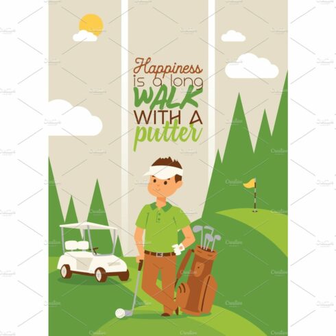 Golf vector golfers man character in cover image.