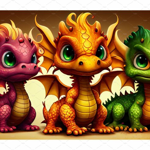 Group of cute baby dragons cover image.