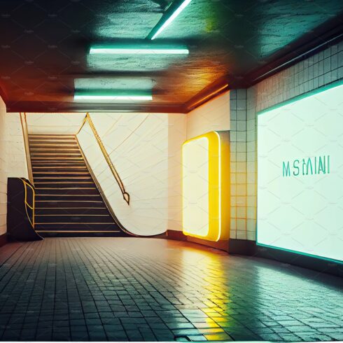 Mock up with big poster in city, AI cover image.
