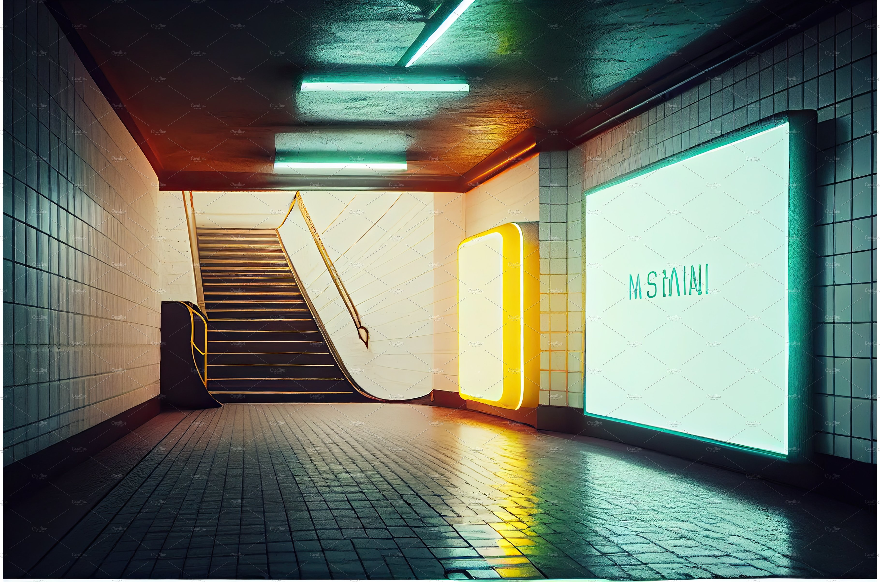Mock up with big poster in city, AI cover image.