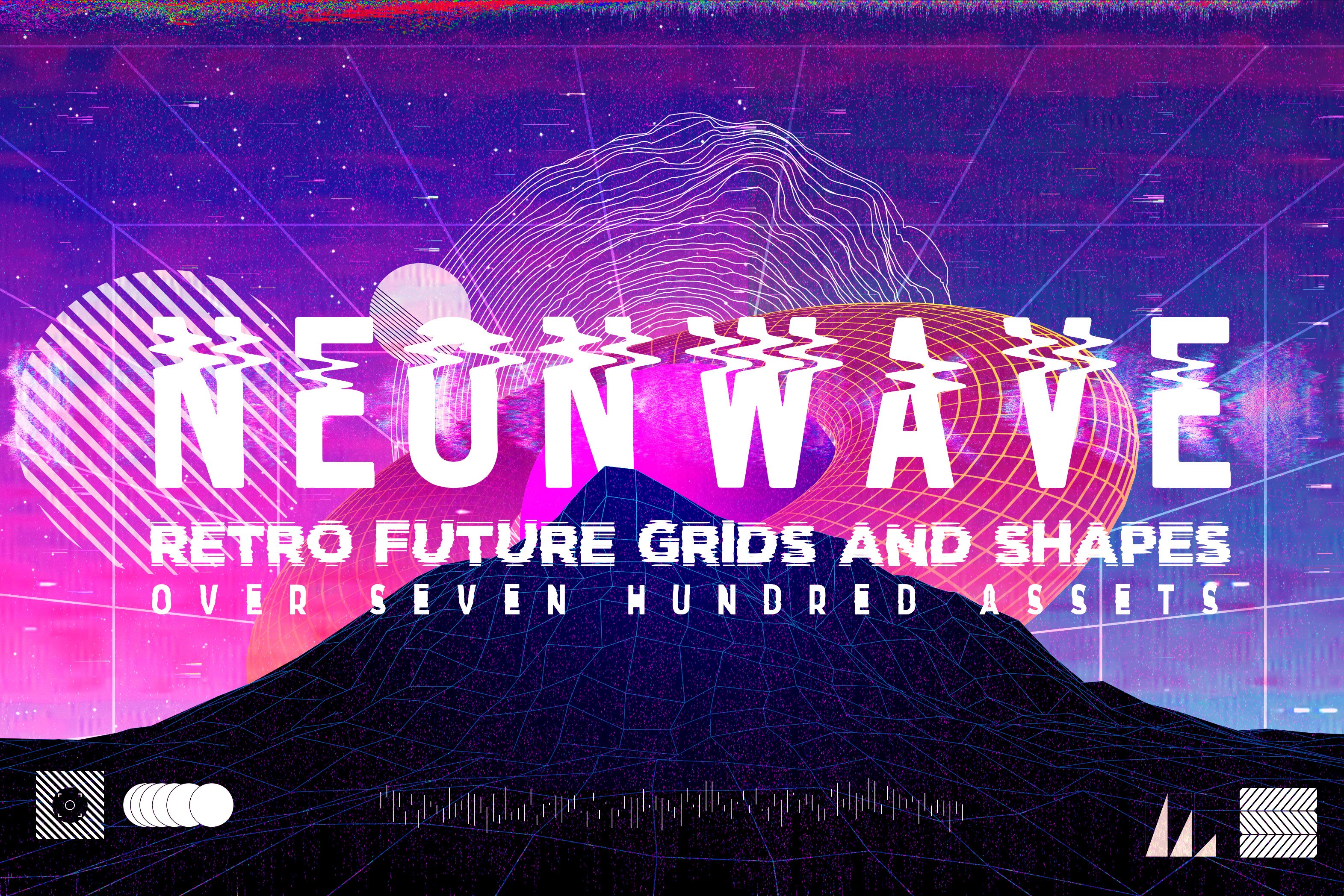 NeonWave Retro Future Grids & Shapes preview image.