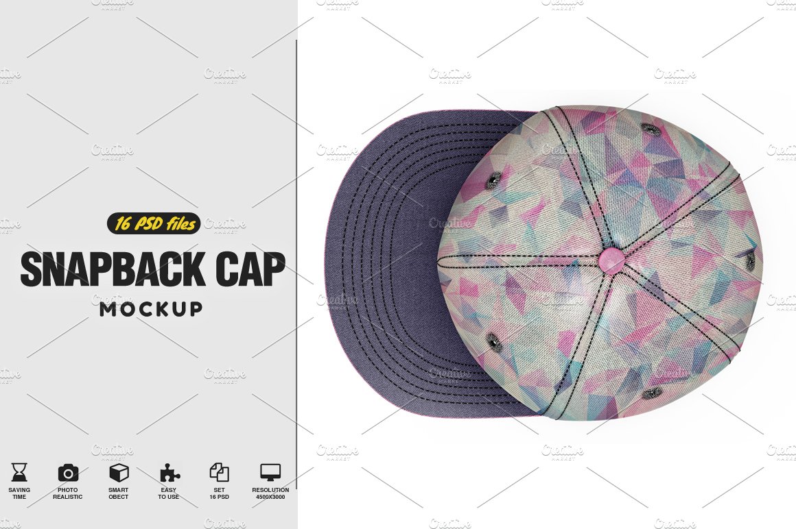 Snapback Cap Mockup cover image.