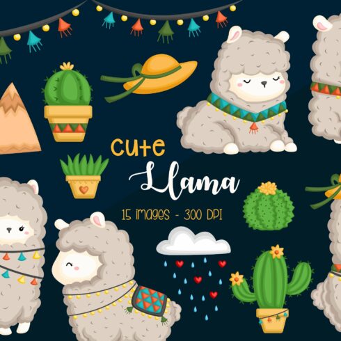 Cute Llama Clipart - Cute Animal cover image.