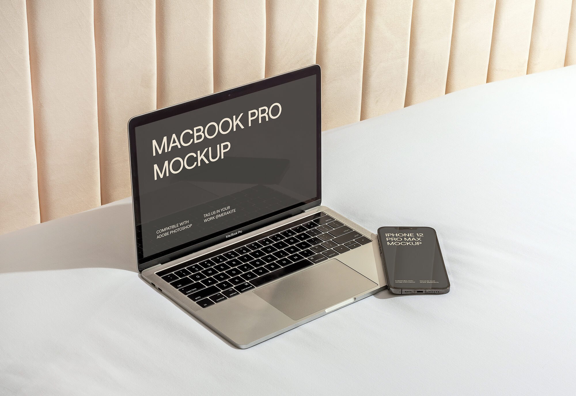 MacBook Pro and iPhone PSD Mockup cover image.