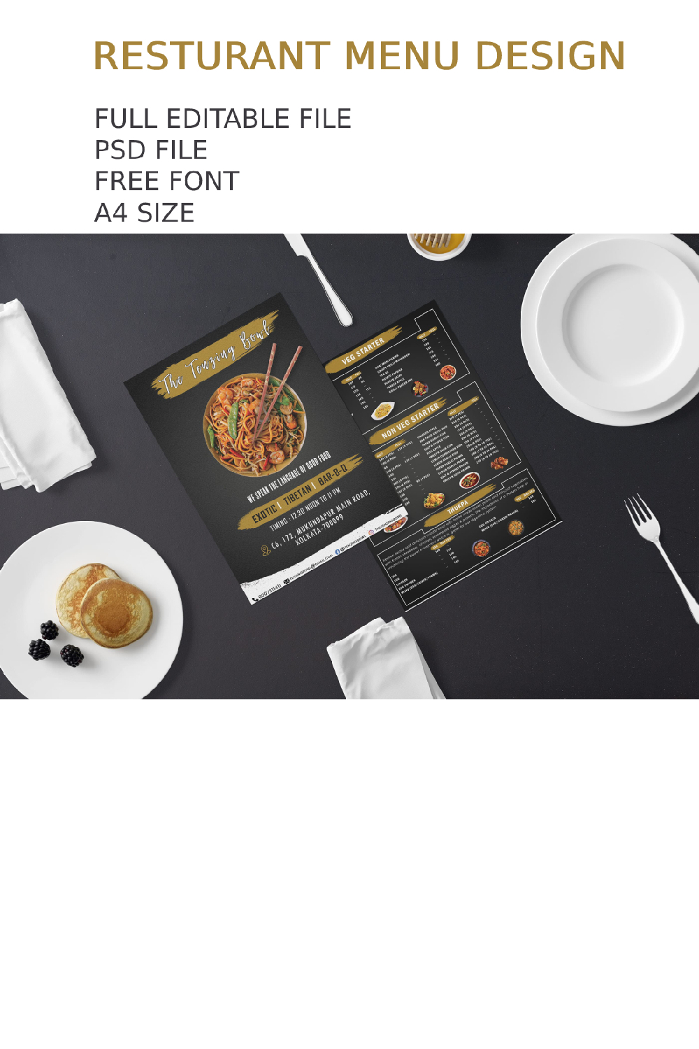 Resturant Menu Card Templeate pinterest preview image.
