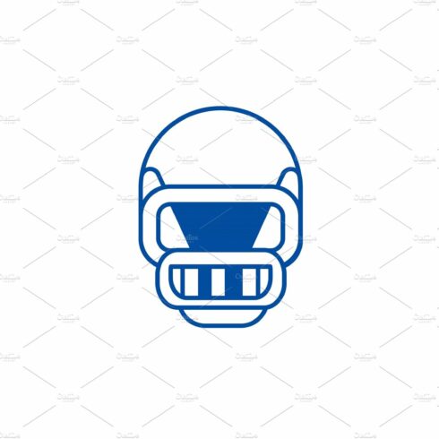 American football helmet line icon cover image.