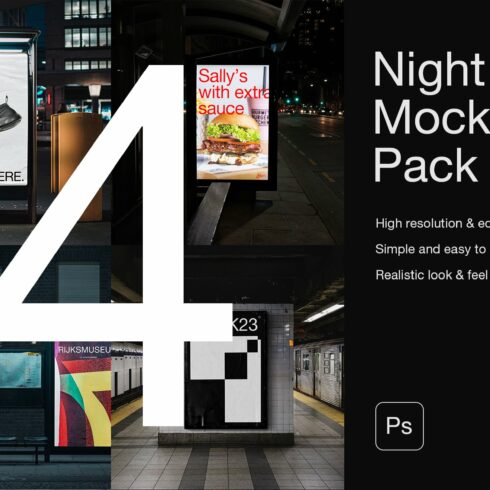 Night Ads Mockup Pack cover image.