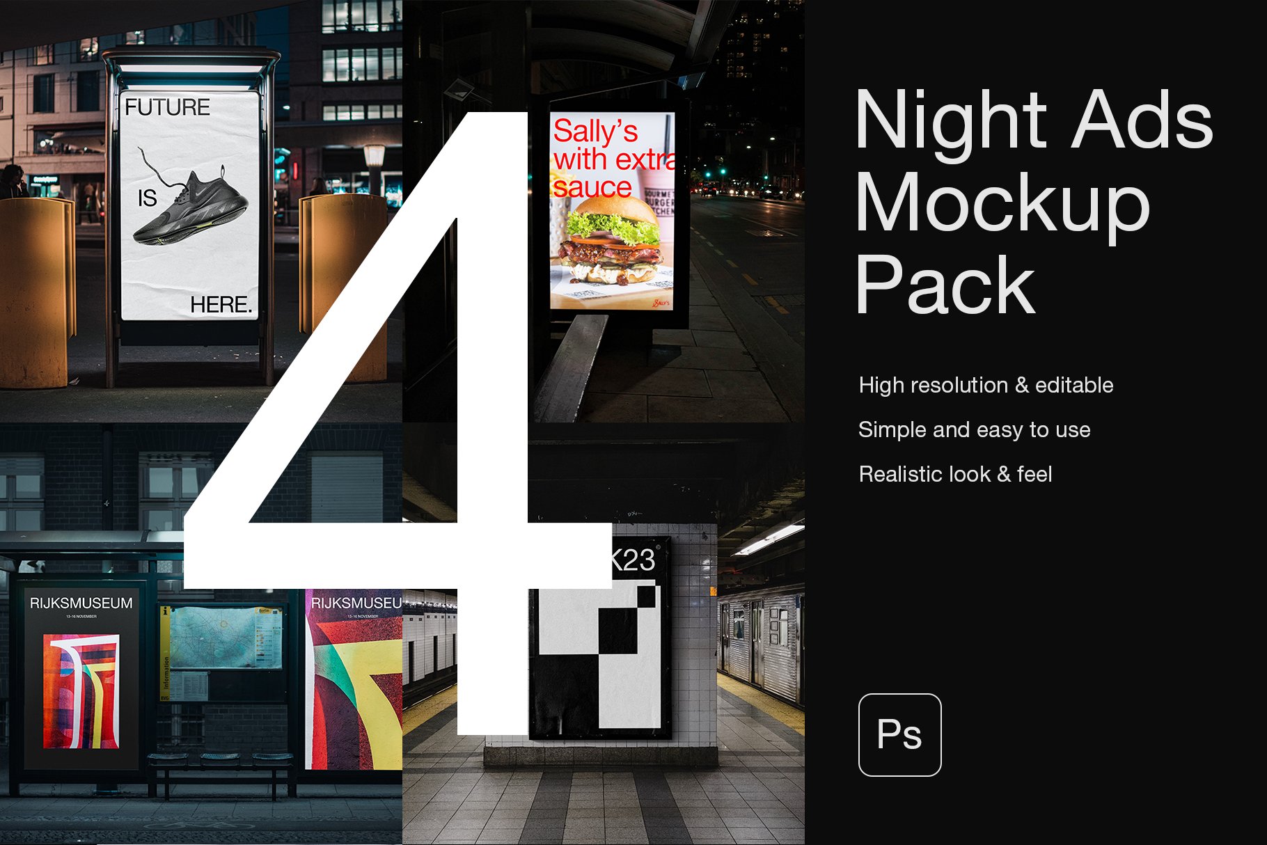 Night Ads Mockup Pack cover image.