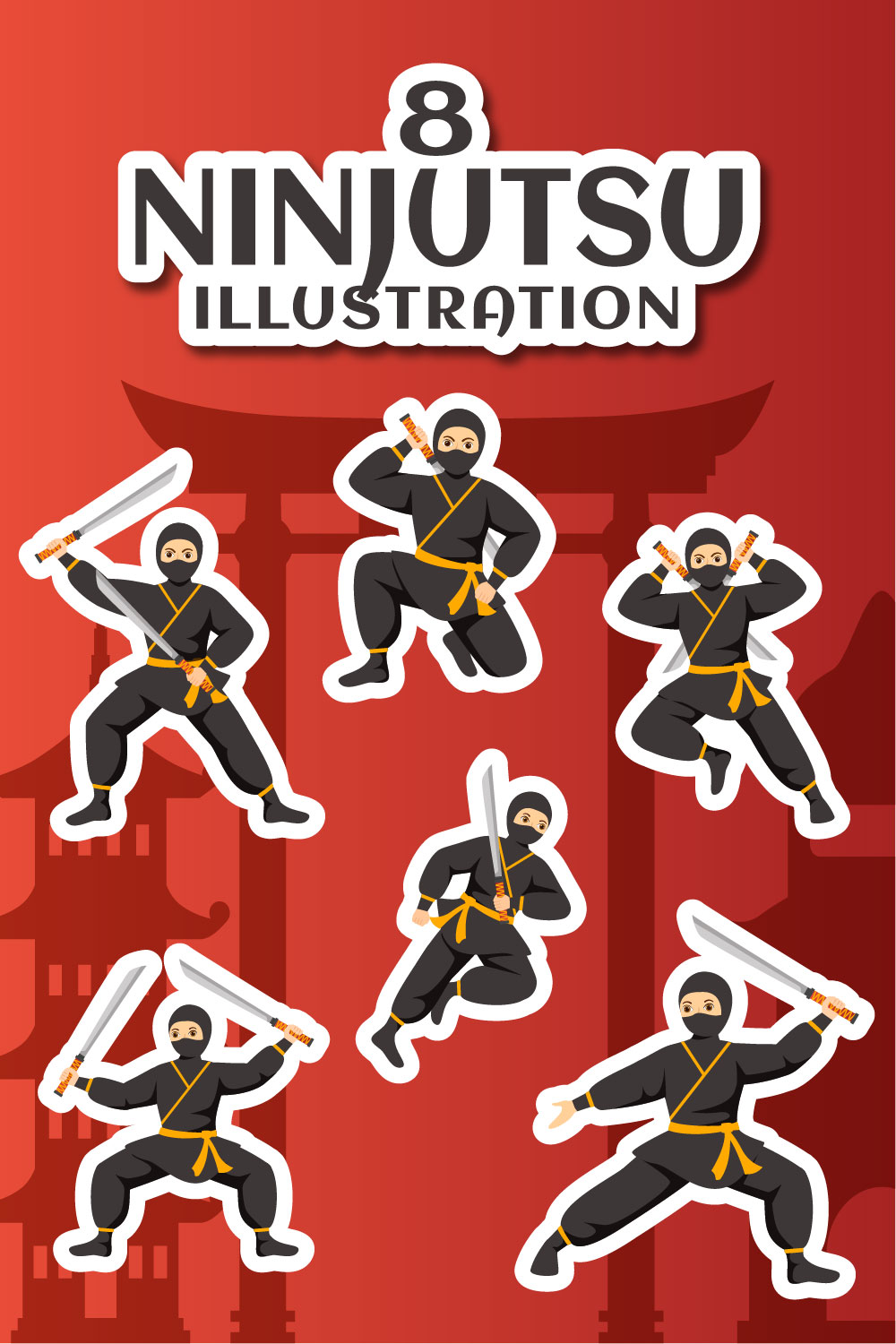 8 Ninjutsu Ninja Shinobi Illustration pinterest preview image.