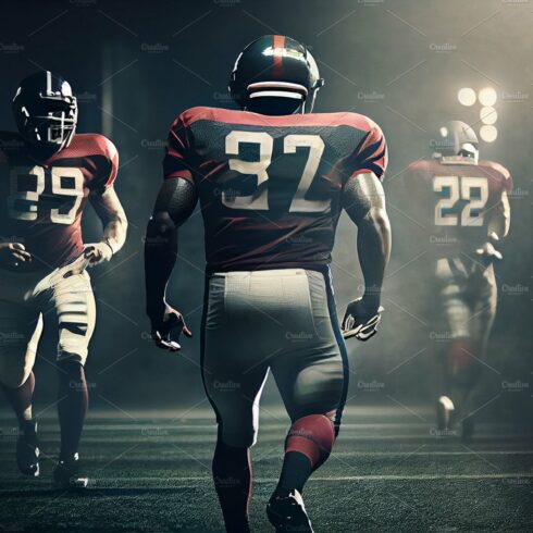American football players touchdown in a super bowl cover image.