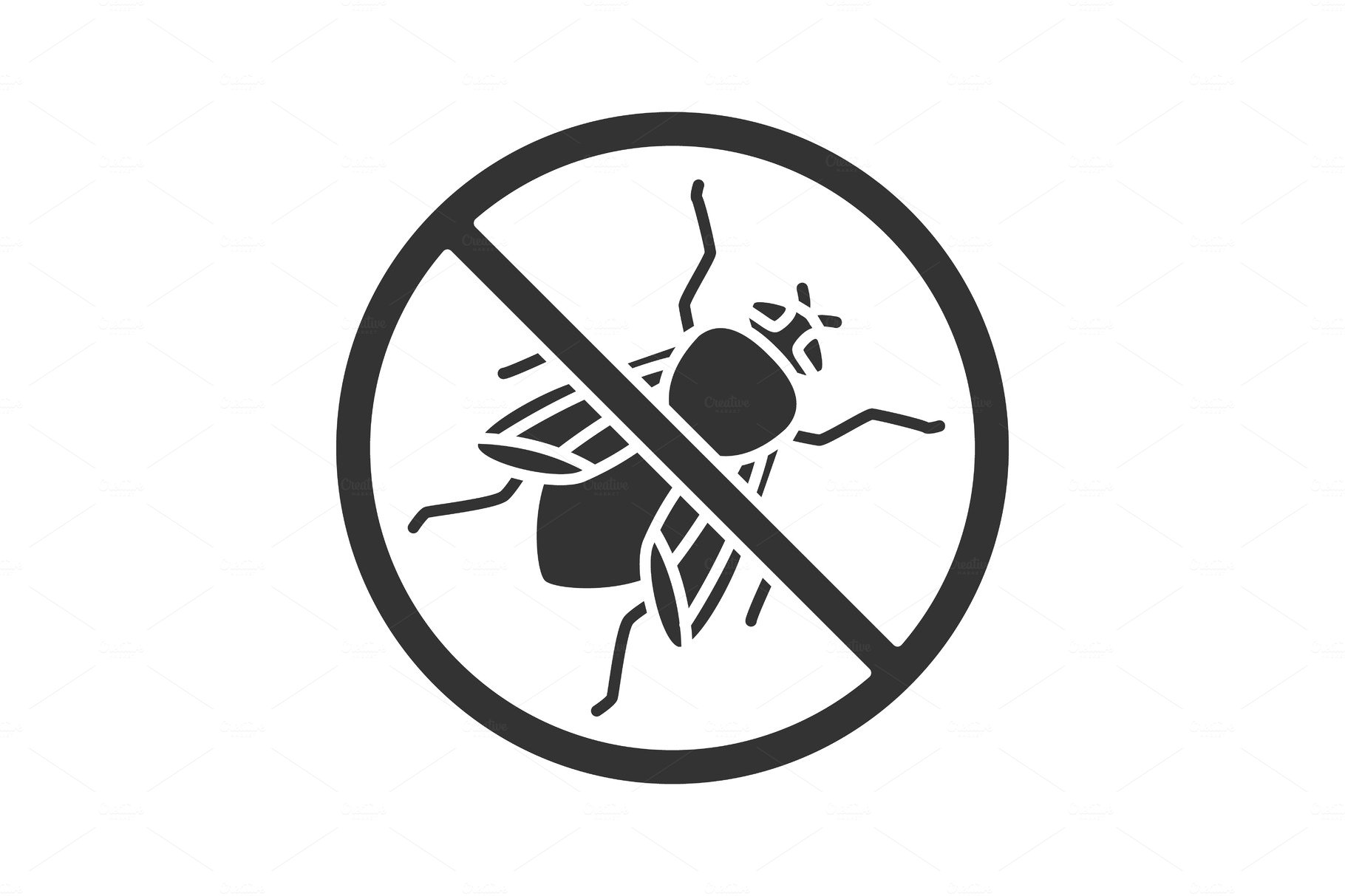 Stop housefly sign glyph icon cover image.