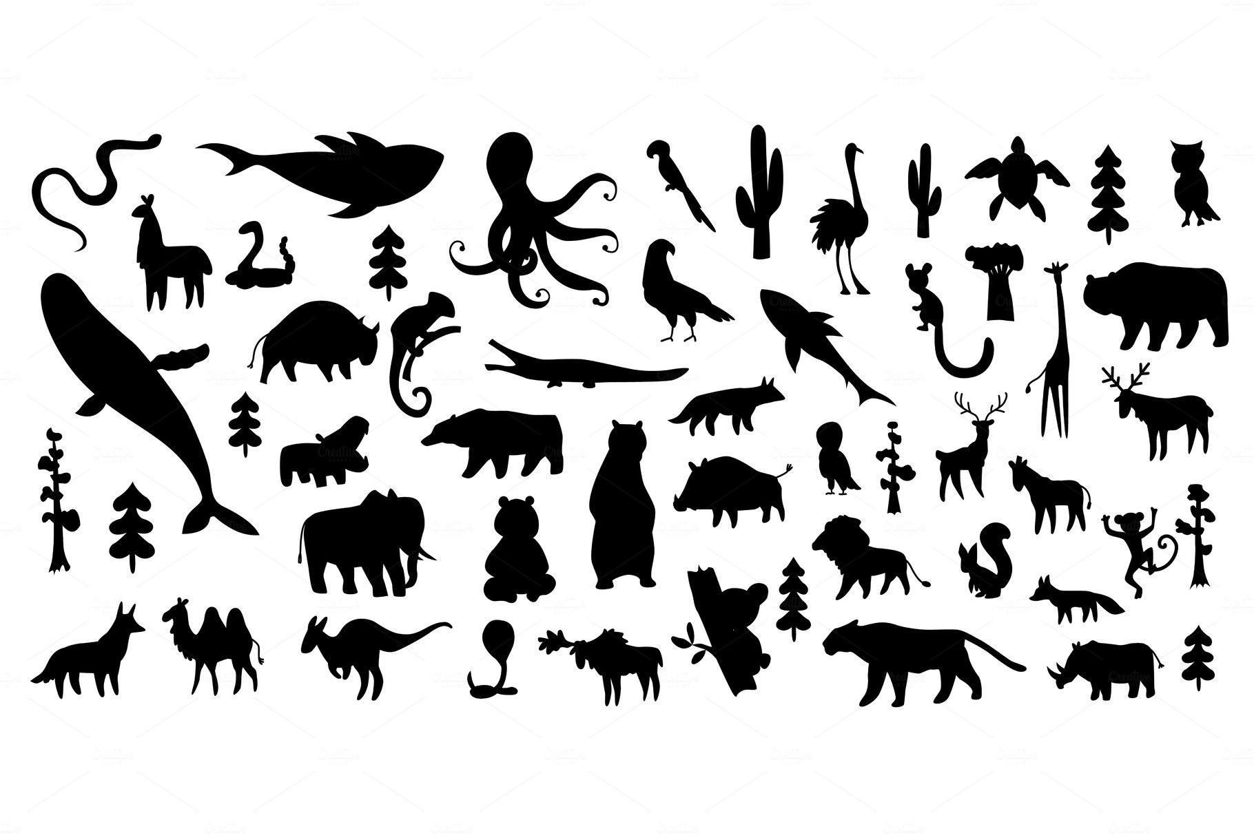 Cute animal vector cover image.