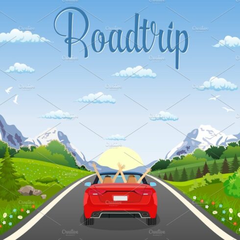 highway drive with beautiful landscape. cover image.