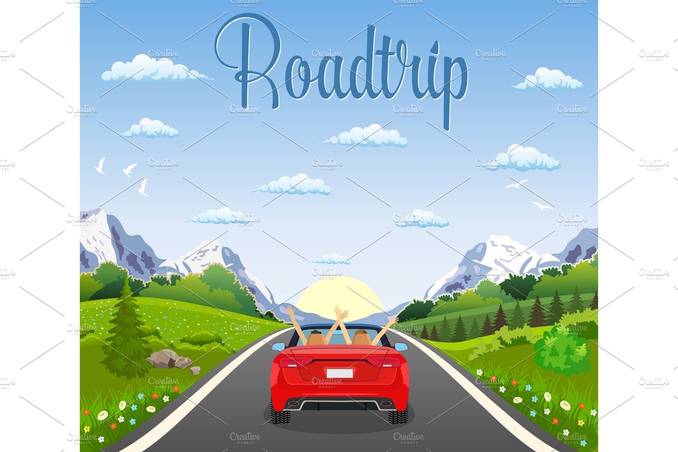 highway drive with beautiful landscape. cover image.