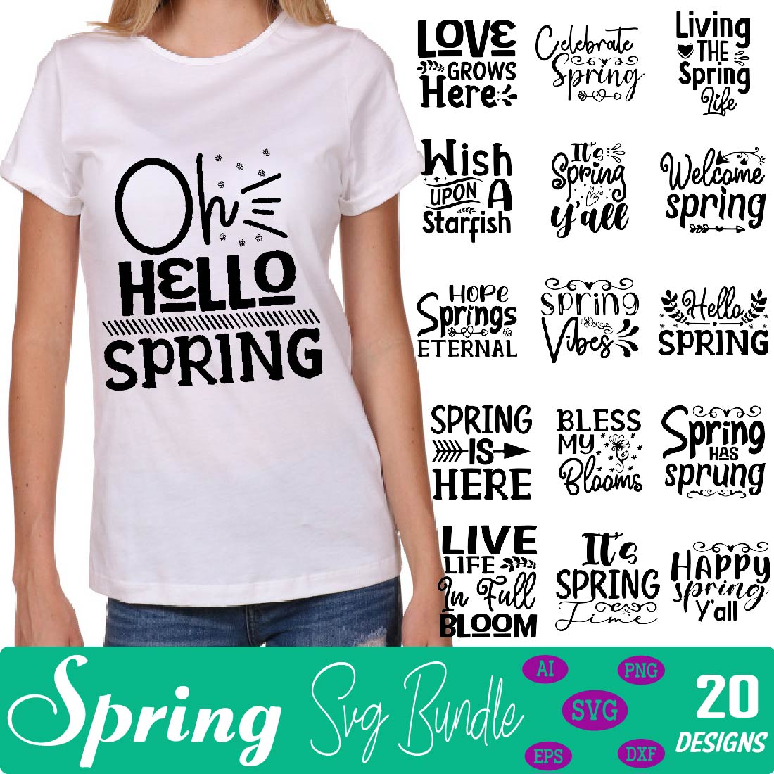 Spring svg bundle cover image.