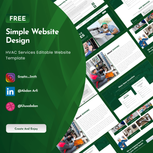 HVAC Services Website Template cover image.