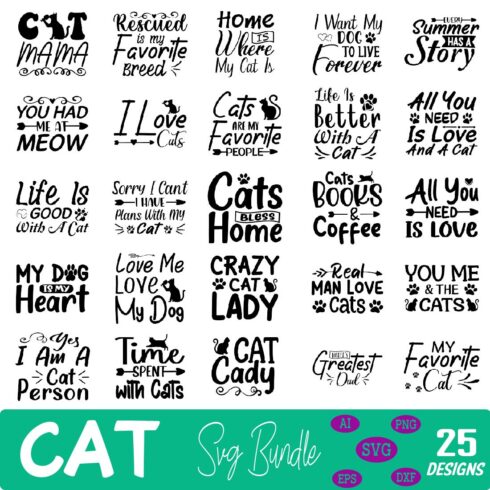 Cat svg bundle cover image.