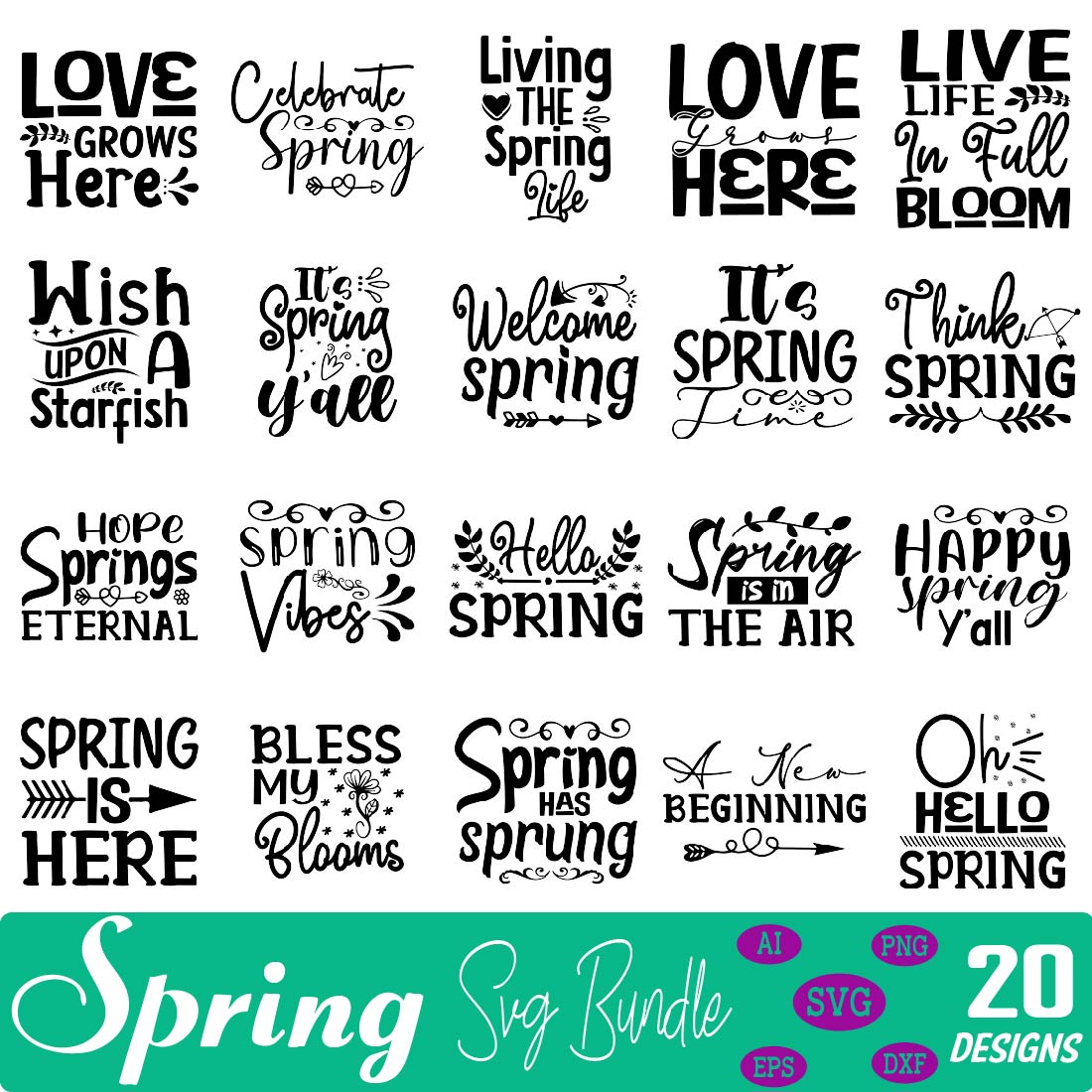 Spring svg bundle preview image.