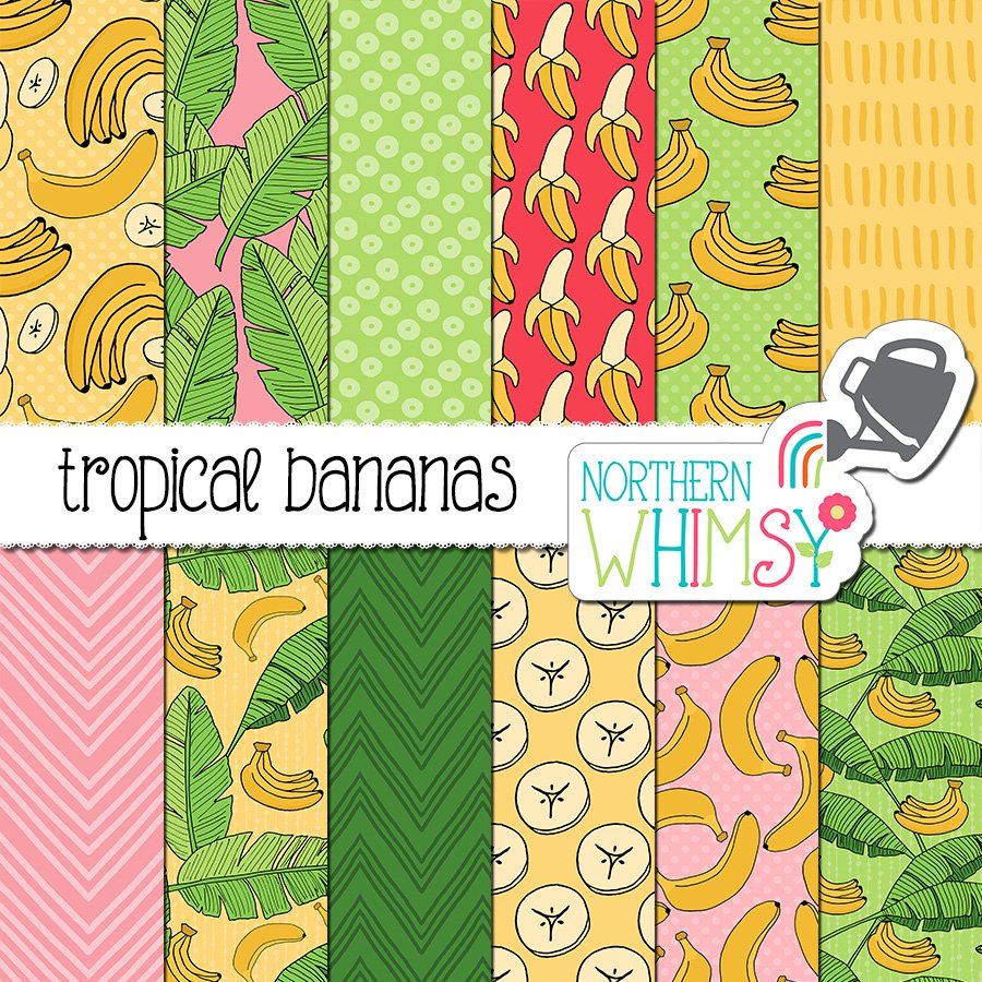 Tropical Banana Seamless Patterns cover image.