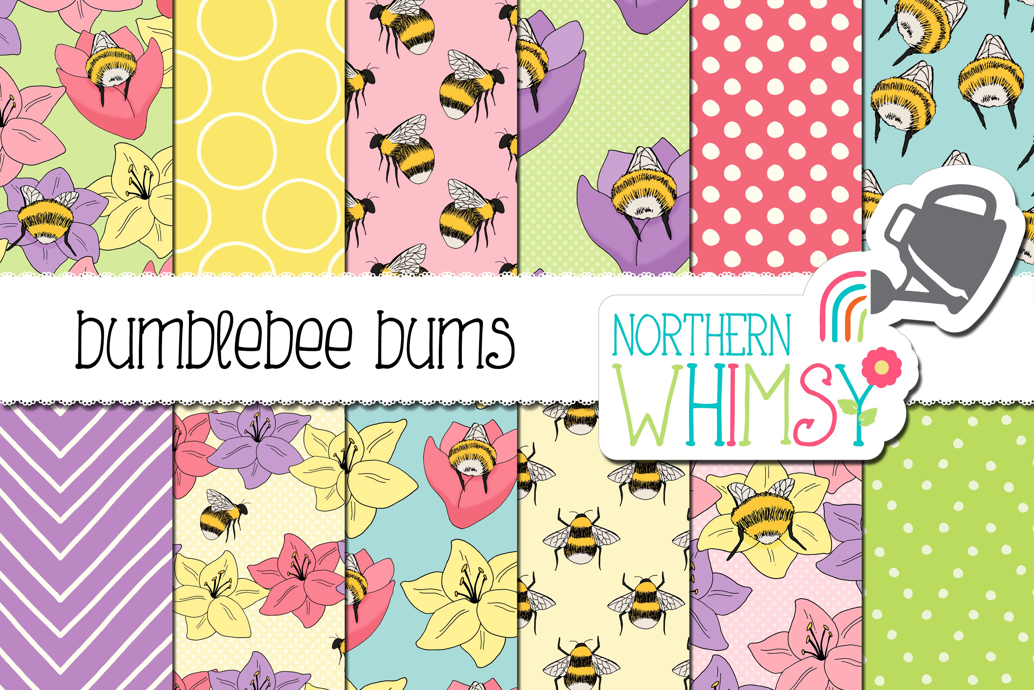 Bee & Flower Seamless Patterns cover image.