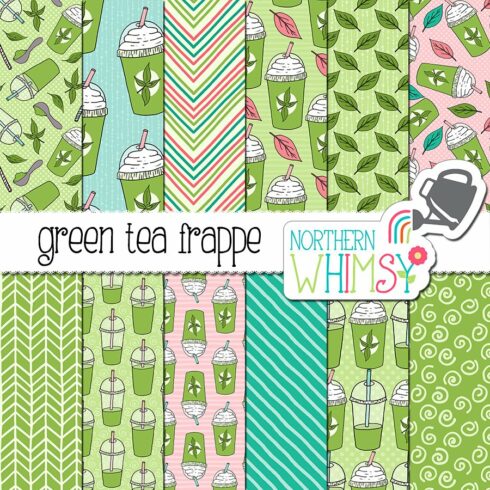 Green Tea Frappe Seamless Patterns cover image.