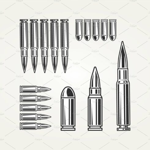 set of vintage bullet vector design cover image.