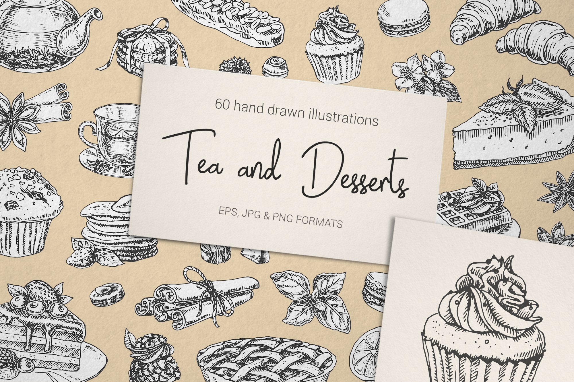 Tea and desserts set cover image.