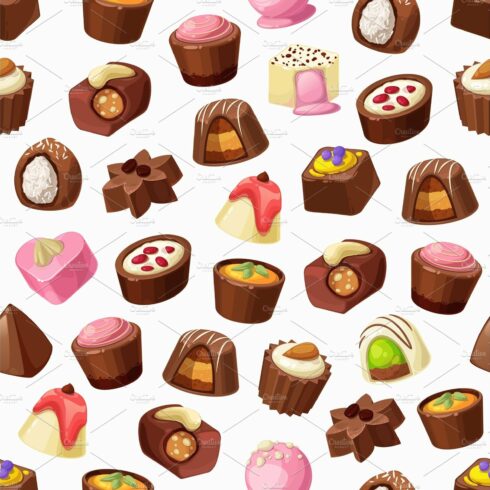 Chocolate candy, seamless pattern cover image.