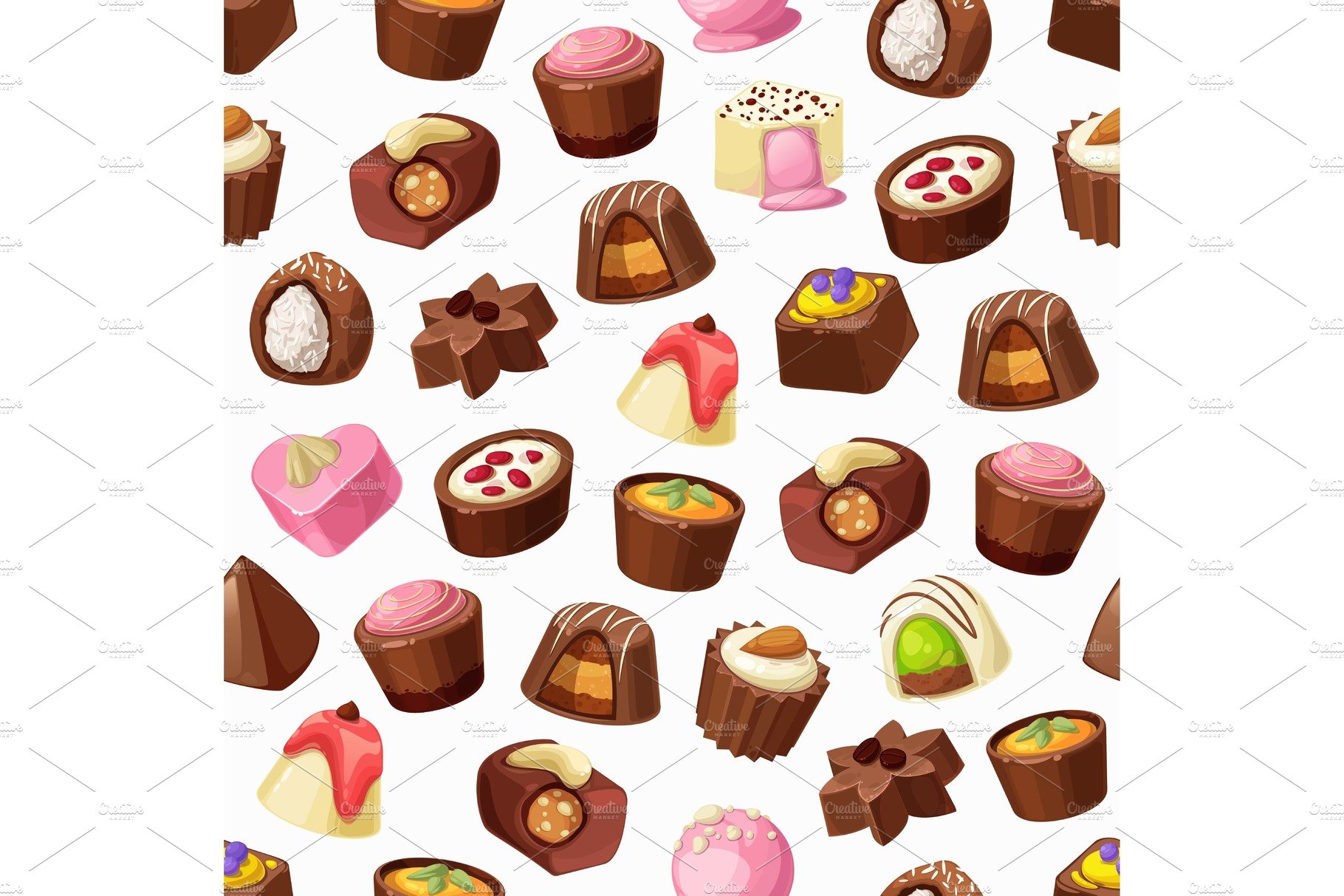 Chocolate candy, seamless pattern cover image.